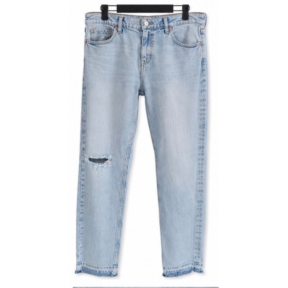 Free People We The‎ Free Straight Leg Jeans Womens 30 Light Blue EUC Distressed